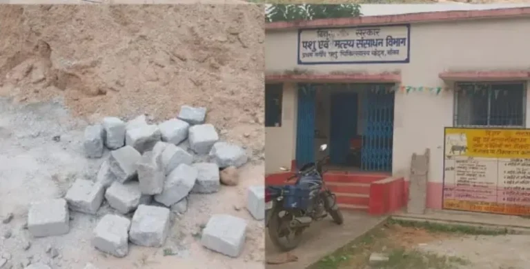 CHANDAN NEWS: घटिया सीमेंट, ईंट और मिट्टीयुक्त बालू से बन रहा पशु एंबुलेंस भवन
